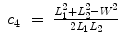 
$$\displaystyle\begin{array}{rcl} c_{4}& =& \frac{L_{1}^{2} + L_{2}^{2} - W^{2}} {2L_{1}L_{2}} {}\end{array}$$
