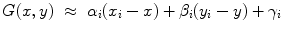 $$\displaystyle{G(x,y)\ \approx \ \alpha _{i}(x_{i} - x) +\beta _{i}(y_{i} - y) +\gamma _{i}}$$